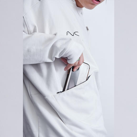 TERRAINCOGNITA20AWG系列分解结构宽松脏白重磅插扣戴帽卫衣男女 商品图1