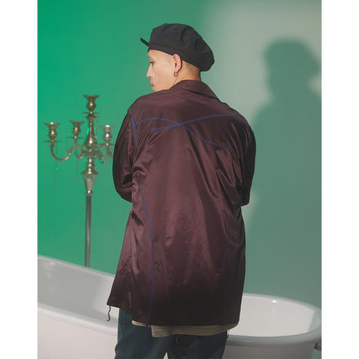 UMAMIISM 有茂密声 21SS 液态金属双色休闲宽松剪裁长袖西装衬衫 商品图2