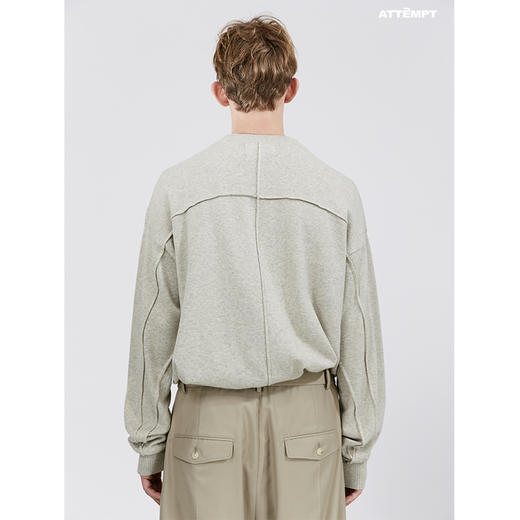 ATTEMPT SS21 纯色立体线性羊绒混纺针织衫明线圆领休闲百搭宽松 商品图1