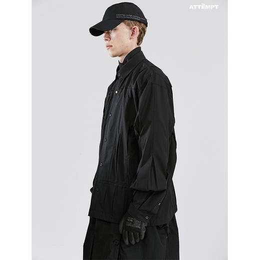 ATTEMPT SS21 叠褶裂缝长袖衬衫男女外套潮牌宽松休闲百搭衬衣 商品图1