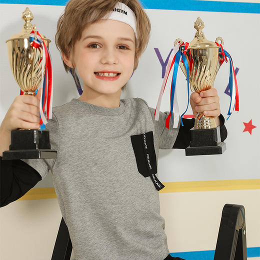 【100%棉假两件】mettekids童装圆领拼接长袖T恤男童春季新款打底 商品图1