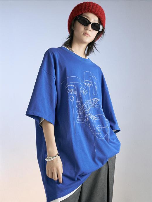 MODITEC 20SS线稿人物刺绣彩色短袖 OVERSIZE宽松潮流T恤 商品图2