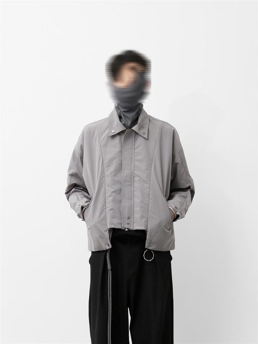 49PERCENT(49%)灰色弯刀拉链金属帽钉风衣夹克 商品图3