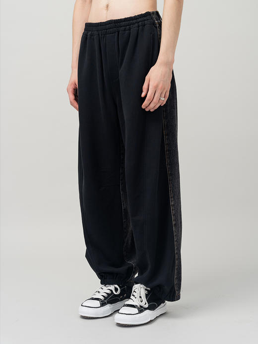 MODITEC 20FW 三色针织牛仔拼合束脚裤 宽松版男女休闲运动长裤 商品图2