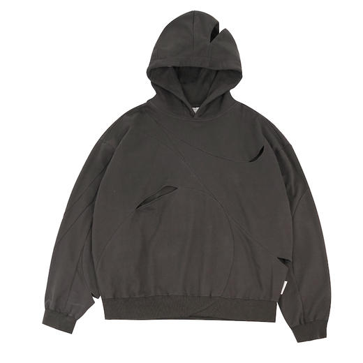 ATTEMPT SS21 弧形镂空两穿式连帽卫衣男女潮牌宽松休闲明线帽衫 商品图4