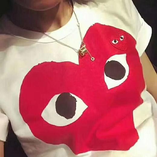 川久潮牌T恤play女明星同款爱心刺绣保龄纯棉短袖男情侣装亲子装 商品图14