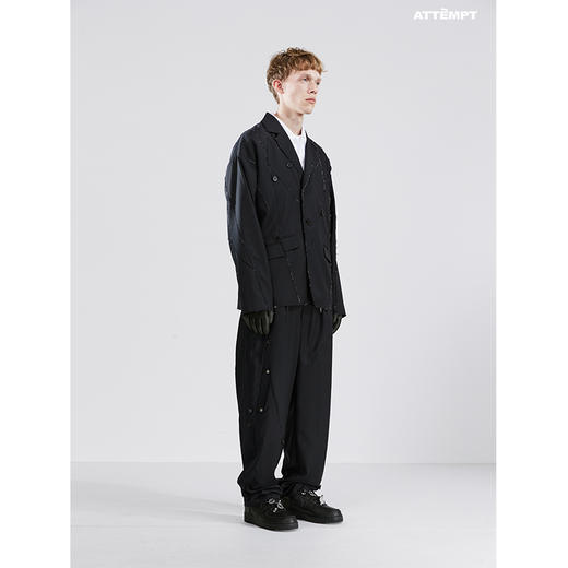 ATTEMPT SS21 “STOMACHION” 点线面毛边羊毛混纺西装明线西服 商品图3