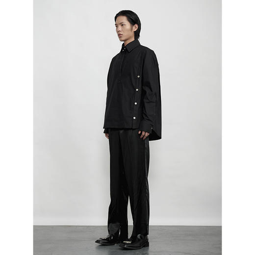 TERRAINCOGNITA20AW G系列刺绣金属质感宽松廓形百搭黑衬衫男女 商品图0