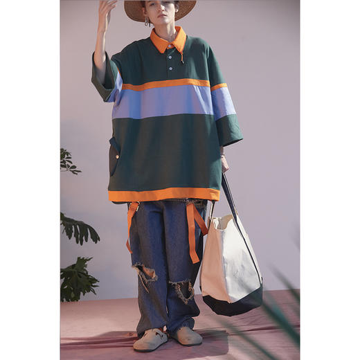UMAMIISM 20SS 甜约翰夏季美式复古户外撞色面料拼接polo马球衫 商品图3