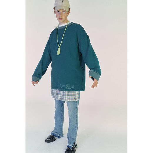 UMAMIISM 有茂密声  21SS 百搭基础款下摆开叉牛仔喇叭裤 商品图2