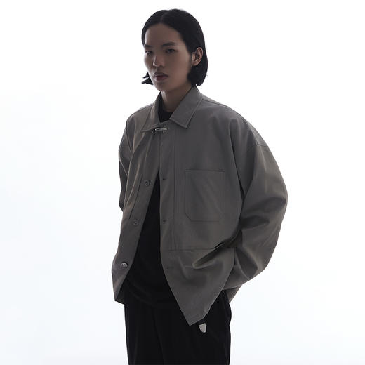 TERRAINCOGNITA原创休闲百搭PU皮金属夹克短款皮衣宽松廓形男女 商品图1