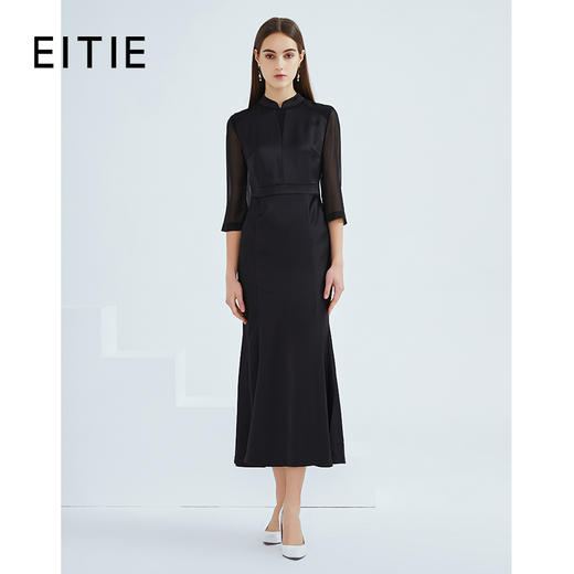 EITIE爱特爱春季新款优雅气质中式立领改良旗袍礼服连衣裙女 商品图5