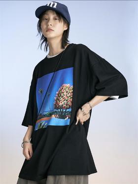 MODITEC 20SS 风景印花落肩宽松短袖 数码直喷工艺潮流T恤