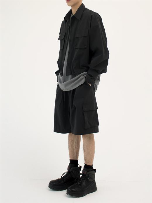 49PERCENT 原创设计黑色层次短款衬衣休闲男女 商品图1