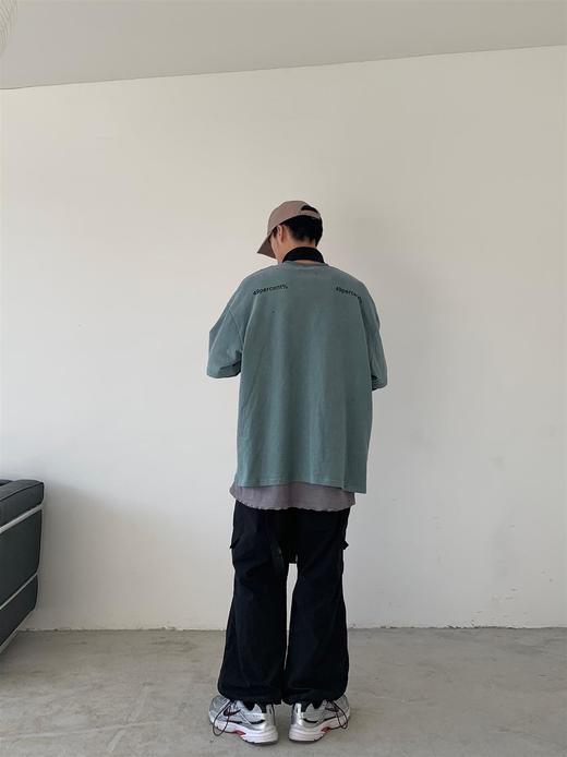 49percent灰石绿印花假两件卫衣男女简约 商品图3