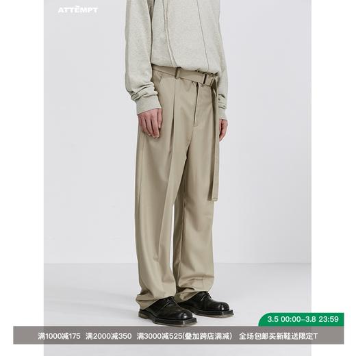 ATTEMPT SS21 立体坠感中缝直筒西裤潮牌纯色垂坠感宽松休闲裤 商品图0