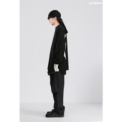 ATTEMPT SS21 流线拼接长袖T恤拼色落肩宽松休闲明线装饰体恤 商品图2