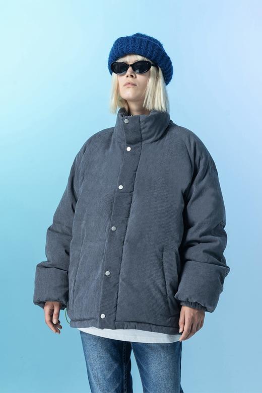 MODITEC灰色灯芯绒保暖日系廓形厚重面包羽绒服羽绒外套任豪同款 商品图1
