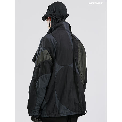 ATTEMPT SS21曲线拼接褶皱尼龙夹克外套男女潮宽松休闲拉链无帽 商品图3