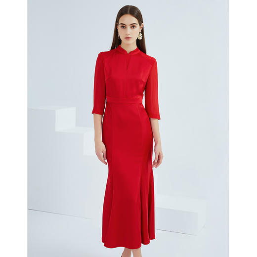 EITIE爱特爱春季新款优雅气质中式立领改良旗袍礼服连衣裙女 商品图3