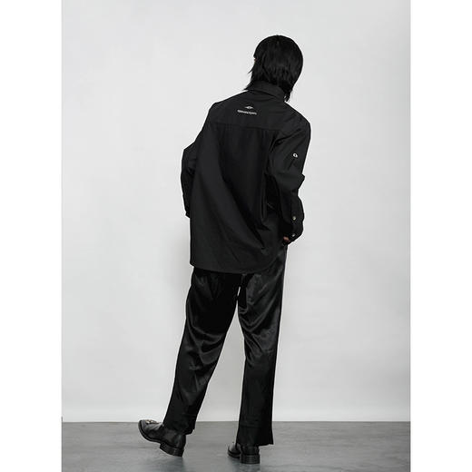 TERRAINCOGNITA20AW G系列刺绣金属质感宽松廓形百搭黑衬衫男女 商品图1