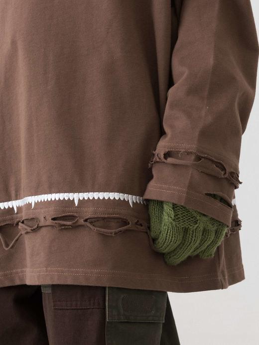 MODITEC 19AW 刺绣破坏高领T恤 做旧破坏打底长袖 商品图4