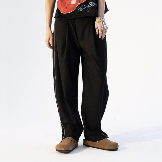 MODITEC 21SS 侧拉链可变形黑色西裤 直筒宽松休闲裤 商品图1