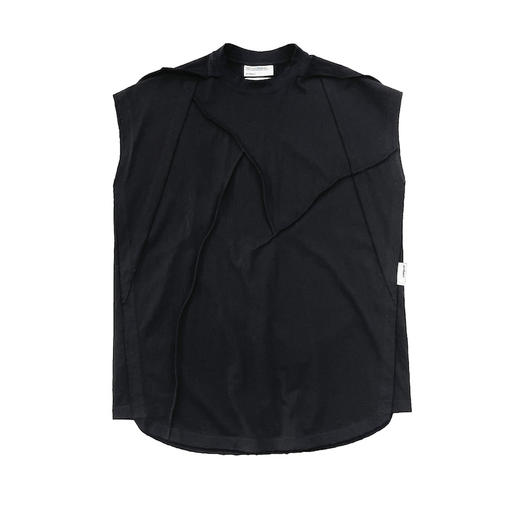 ATTEMPT SS21 曲线路径毛边无袖背心潮牌夏季宽松休闲百搭无袖T恤 商品图4