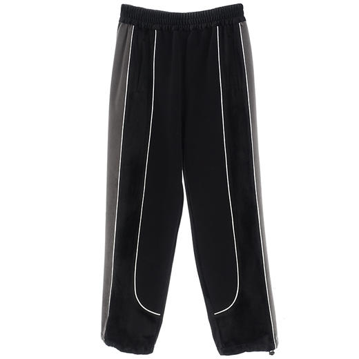 MODITEC 21春夏 丝绒拼接复古运动束脚裤 橡皮筋可调节脚口休闲裤 商品图4