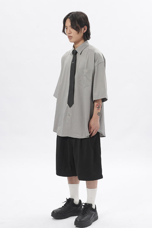 TERRAINCOGNITA夏季宽松廓形刺绣短袖衬衫百搭全包边男女同款 商品图3