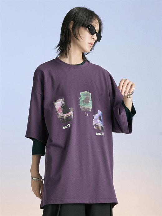 MODITEC 20SS 双色油画宫廷猫落肩短袖 OVERSIZE潮流复古T恤 商品图1