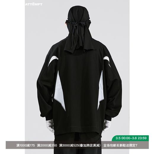 ATTEMPT SS21 流线拼接长袖T恤拼色落肩宽松休闲明线装饰体恤 商品图0
