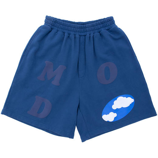 MODITEC 20秋冬 四色抓绒宽松短裤 蓝天白云立体印花廓形五分裤 商品图3