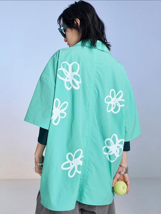 MODITEC 20SS花朵手绘印花短袖条纹宽松衬衫男女款ALOHA古巴衬衣 商品图0