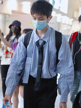 MODITEC 飘带条纹衬衫袖衬衣潮流宽松外套男女胡宇桐刘也林墨同款