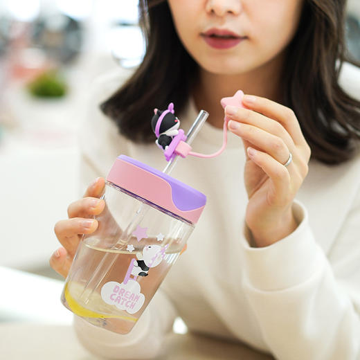 乐扣乐扣萌想吸管杯大人水杯女塑料高颜值儿童可爱少女心杯子夏天  ABF779组合 商品图3