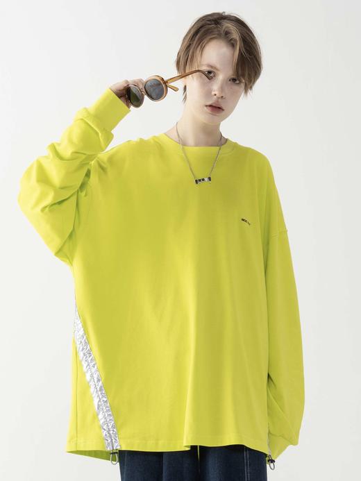 MODITEC 蝴蝶刺绣科技材质拼接抽绳长袖卫衣 阔型宽松T恤 商品图2