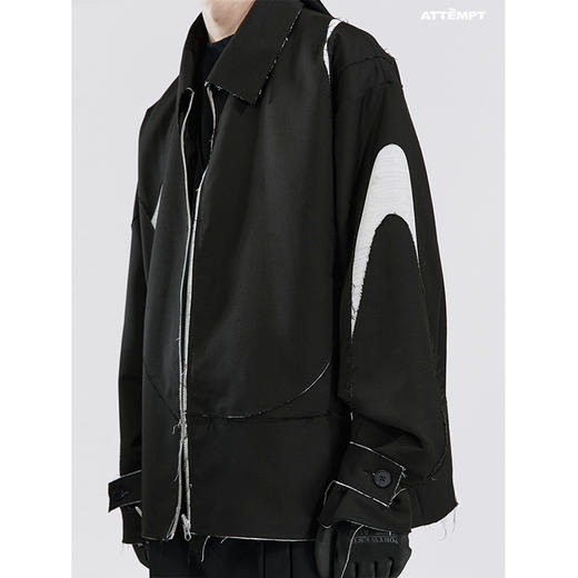 ATTEMPT SS21 月牙毛边分割双面穿夹克春季拼接休闲潮牌翻领外套 商品图3