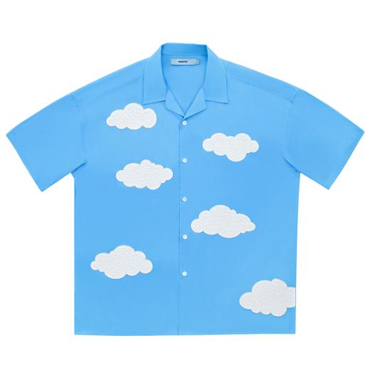 MODITEC云朵刺绣古巴短袖衬衫蓝天白云宽松OVERSIZE何洛洛同款 商品图3