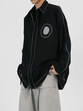 49PERCENT(49%)破圆线型结构设计衬衫明线衬衣长袖