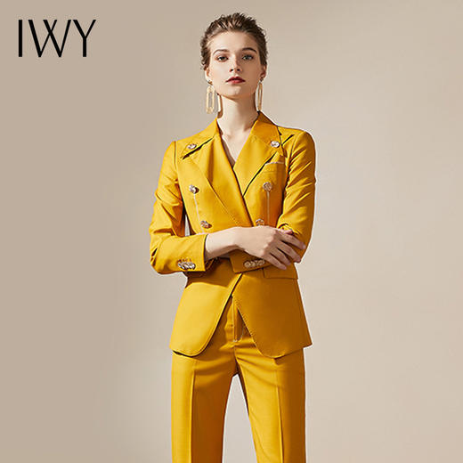IWY/时尚黄色西装套装韩版修身女神范203021CP1 商品图3