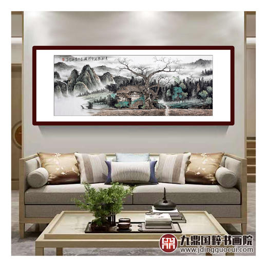 李泽江《老樹听禅望清溪》68*178cm 山水横幅作品 办公室/客厅挂画 商品图2