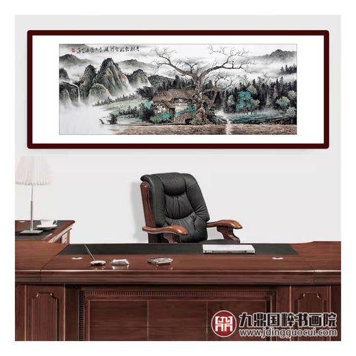 李泽江《老樹听禅望清溪》68*178cm 山水横幅作品 办公室/客厅挂画 商品图3