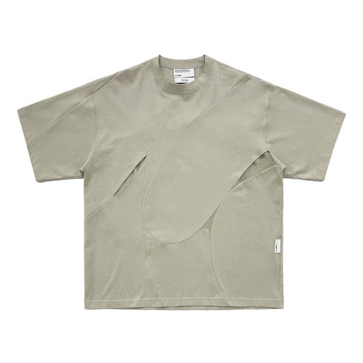 ATTEMPT SS21 弧形拼接镂空双面穿圆领短袖T恤落肩休闲宽松五分袖 商品图4