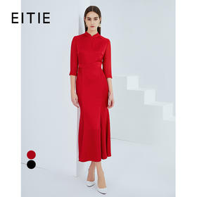 EITIE爱特爱春季新款优雅气质中式立领改良旗袍礼服连衣裙女