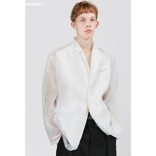 ATTEMPT SS21 等高线多层羊毛混纺/玻璃纱西装潮牌原创休闲西服 商品图2