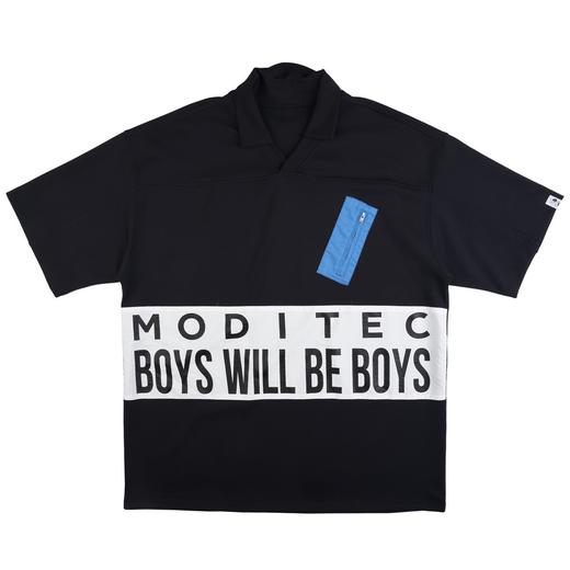 MODITEC 20SS 拼接拉链撞色字母印花POLO衫 OVERSIZE短袖潮流T恤 商品图3