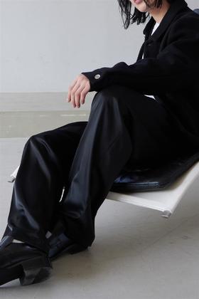 TERRAINCOGNITA宽松百搭拼皮腰头丝绸质感西裤休闲直筒垂感长裤男