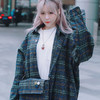 MODITEC秋冬粗织格纹宽松外套法式风格呢子外套赠挎包张语格同款 商品缩略图0