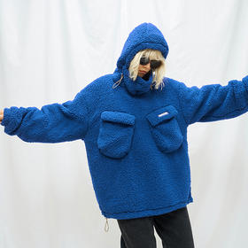 MODITEC 20秋冬 立体贴袋连帽羊羔绒外套 双色保暖套头外套